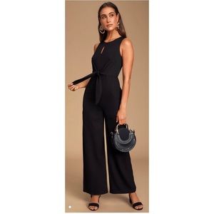 NWT Lulu’s Evelynn Black Tie-Front Jumpsuit
